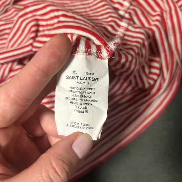 Saint Laurent Paris red and white striped t shirt - Picture 10 of 13